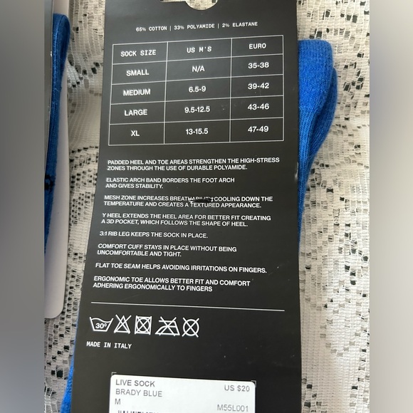 Brady Live 2 Pr. Performance Socks Men Youth NEW Fits Shoe 6.5-9 - Picture 3 of 3